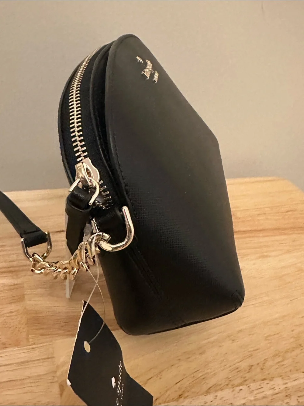 kate spade Black Saffiano Leather Ceossbody with Gold Chain and Leather Strap
